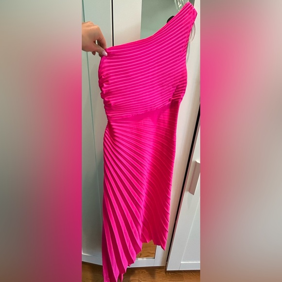 A.L.C Pink One Shoulder Midi Dress (Size 0)